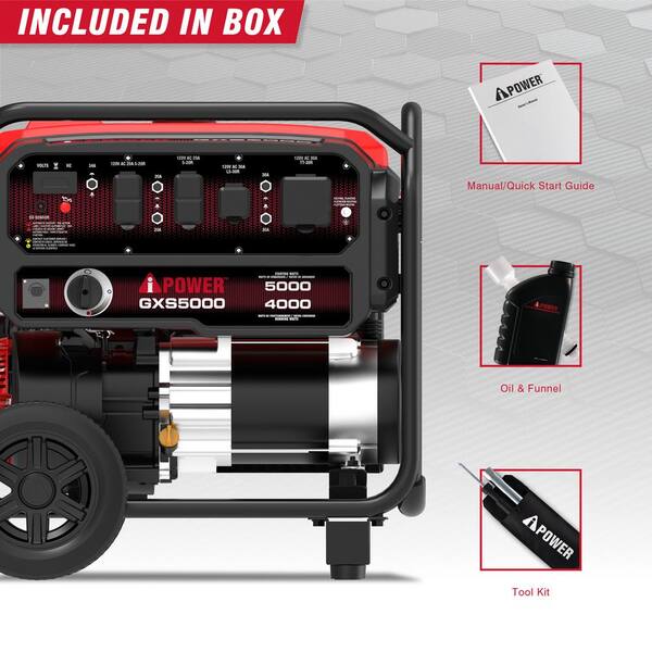 A-iPower 4,000 5,000 Watt Gasoline Powered Generator with Manual Start A-iPower 4,000 5,000 Watt Gasoline Powered Generator with Manual Start