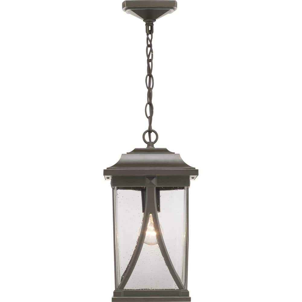 Antique Bronze Outdoor Hanging Lantern with Clear Seeded Glass