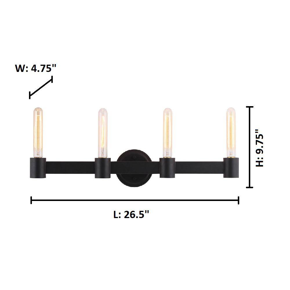 Broyles Matte Black 4-Light Steel Bath Bar Pendant