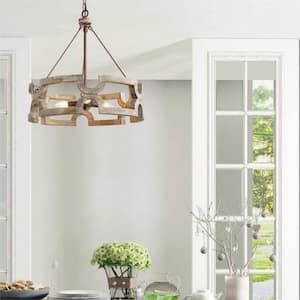 3-Light Distressed Wood Farmhouse Chandelier