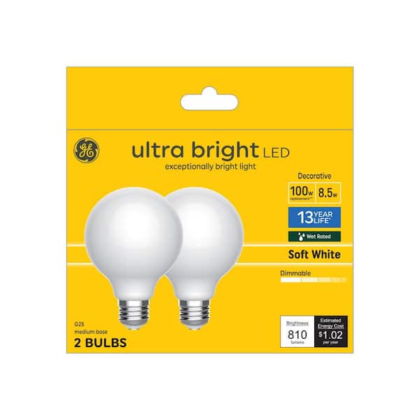 100.0-Watt Equivalent G25 LED Soft White Dimmable Bulb 2-Pack