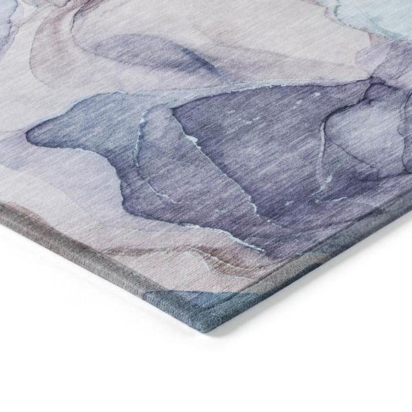 Blue 2 ft. x 7 ft. Abstract Indoor / Outdoor Area Rug