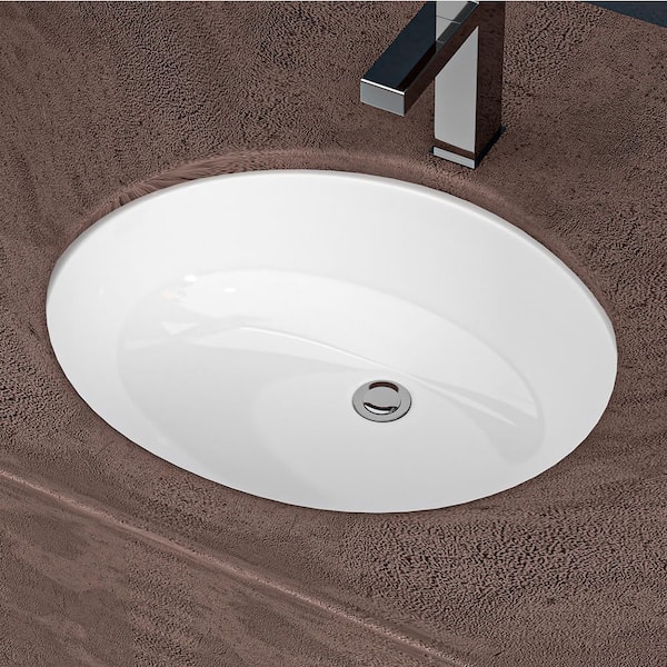 19.5 in. Undermount Oval Bathroom Sink with Overflow in White Ceramic