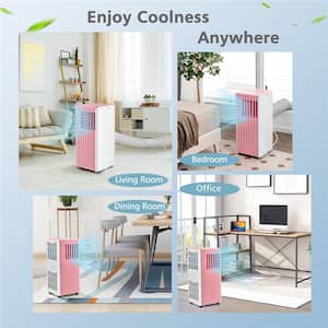 7,100 BTU Portable Air Conditioner Cools 350 Sq. Ft. with Dehumidifier and Remote in Pink