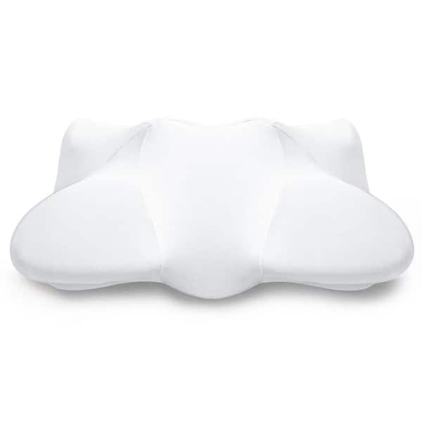 Cervical High Pillow for Neck Pain Relief White Medium Memory Foam Cooler Pillow with Removable Pillowcase