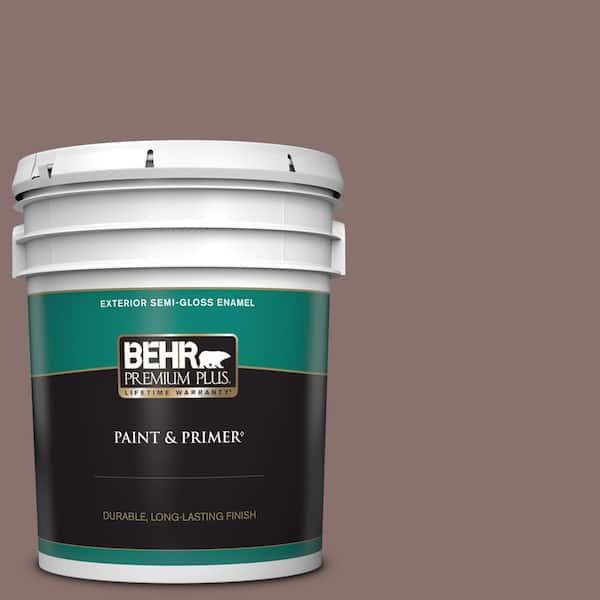 BEHR PREMIUM PLUS 5 gal. Home Decorators Collection #HDC-AC-28 Smokey Claret Semi-Gloss Enamel Exterior Paint & Primer