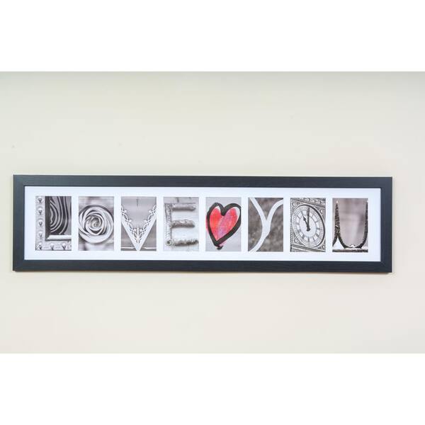 Imagine Letters 8-Opening 4 in. x 6 in. White Matted Black Photo Collage Frame