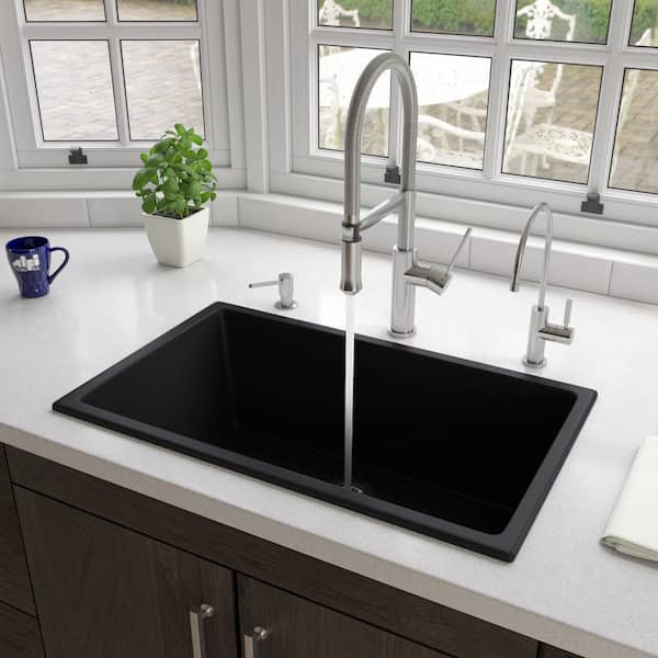 ALFI BRAND Black Matte Fireclay 30 in. Single Bowl Undermount