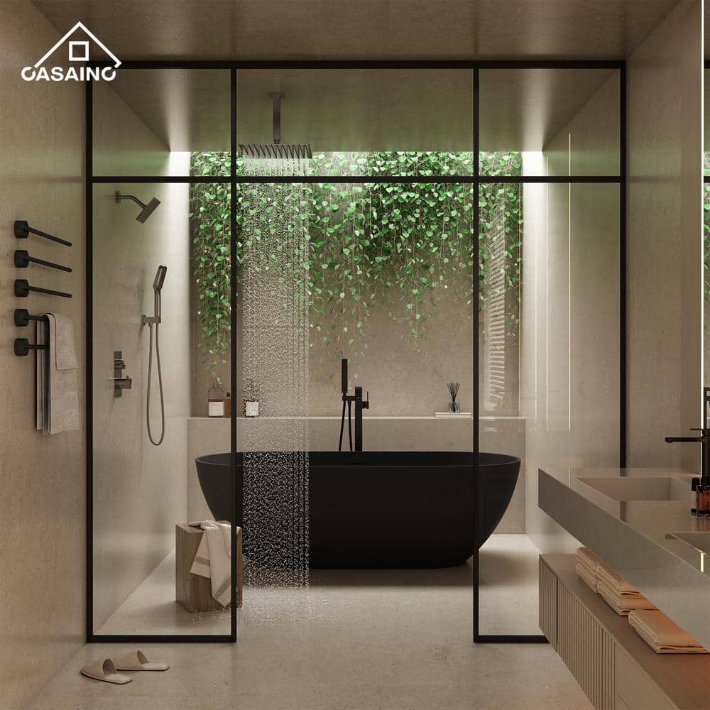 Brushed Nickel 12-Inch Dual Square Ceiling Mounted Shower System