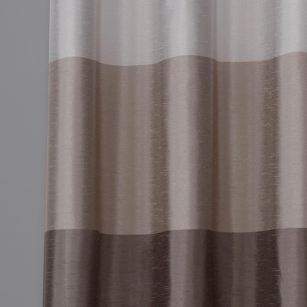 Chateau Taupe Stripe Light Filtering Grommet Top Curtain, 54 in. W x 84 in. L (Set of 2)