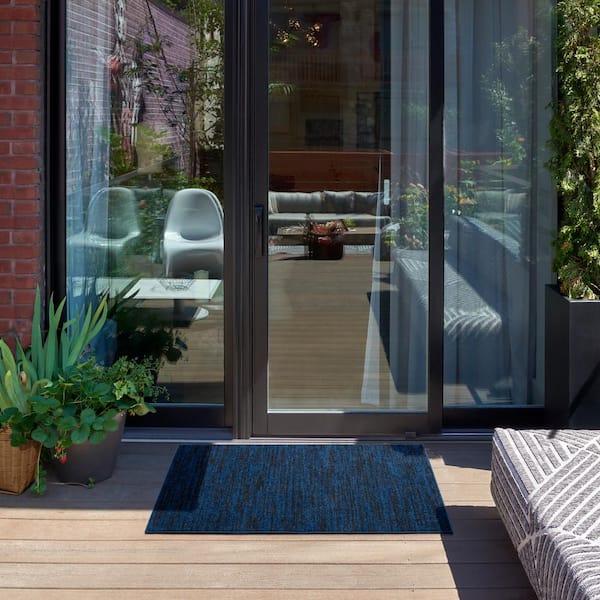 Essentials doormat 2 ft. x 4 ft. Midnight Blue  Solid Contemporary Indoor/Outdoor Patio Kitchen Area Rug