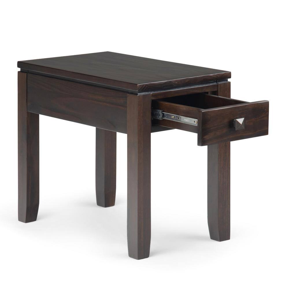 Cosmopolitan Mahogany Brown Solid Pine Narrow Side Table with Storage