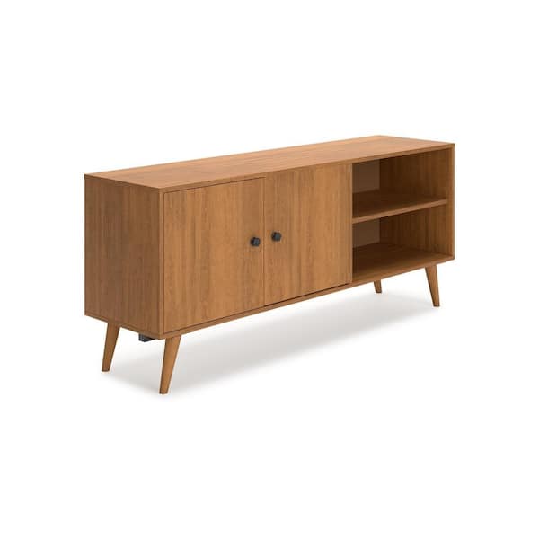 Benjara 60.25 In. Brown Wood TV Stand Fits TVs Up To 60 In. With 2 ...