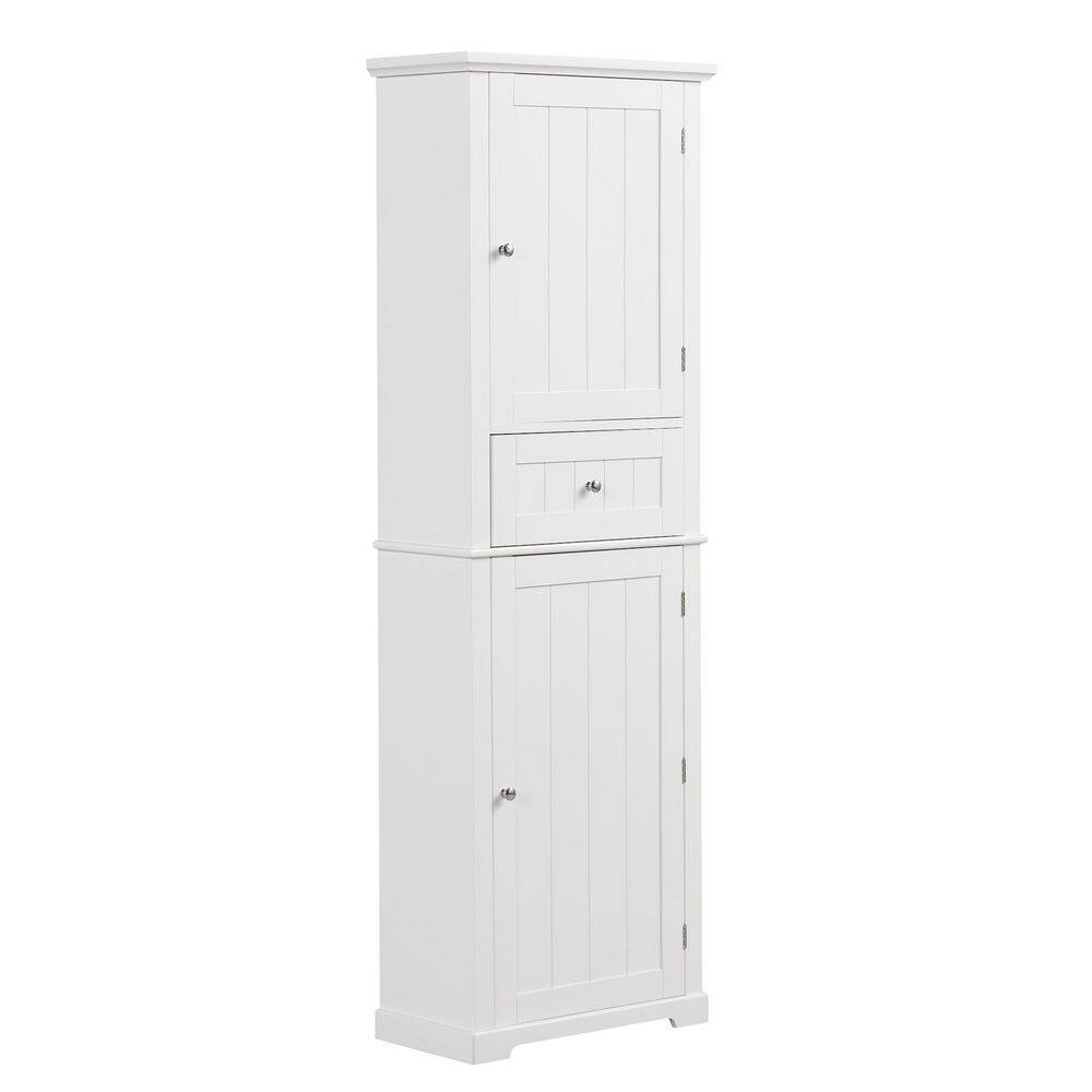 22 in. W x 11 in. D x 68 in. H White MDF Freestanding Linen Cabinet with Door and Drawers, Adjustable Shelf price history on PriceWatchPro