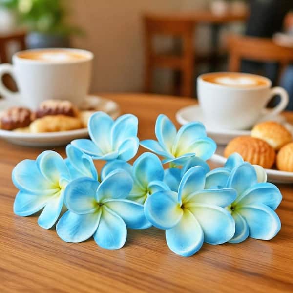 3.15 in. Artificial Apricot Indoor Outdoor Plumeria Flowers Real