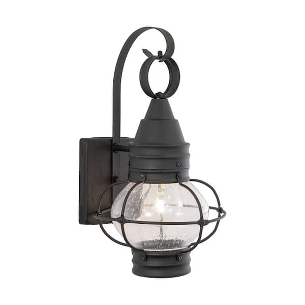 VAXCEL Chatham 1 Light Black Coastal Outdoor Wall Lantern Clear Glass