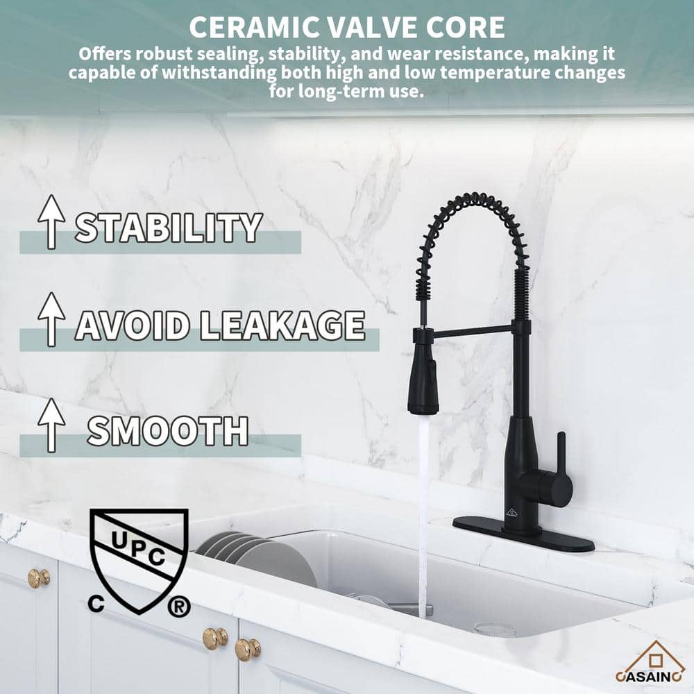 Matte Black Stainless Steel Pull Down Sprayer Kitchen Faucet