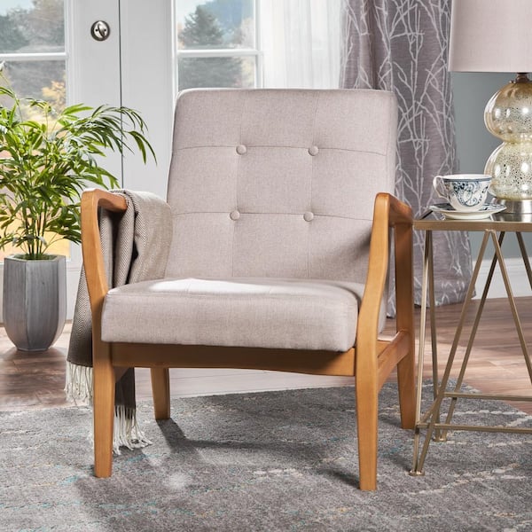 Noble House Brayden Medium Beige Fabric Tufted Club Chair 15883 - The Home  Depot