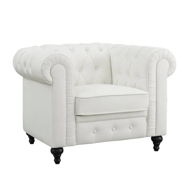 white leather chesterfield chair