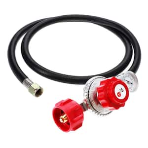 4 ft. 0 PSI to 30 PSI High-Pressure Propane Regulator and Hose with PSI Gauge red QCC