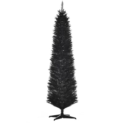 7 ft. Artificial Christmas Tree Pencil Tree Halloween Style Holiday Xmas Tree Home Indoor Decoration, Black