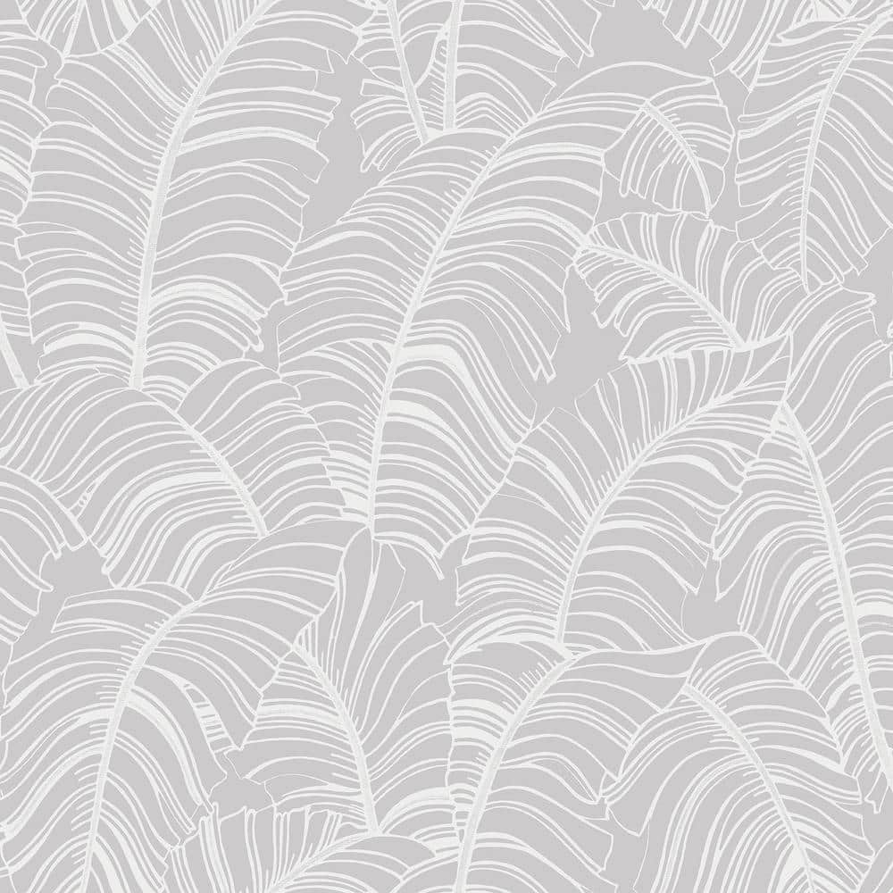 Bazaar Collection Grey/Silver Broad Leaf Design Non-Woven Non-Pasted Wallpa