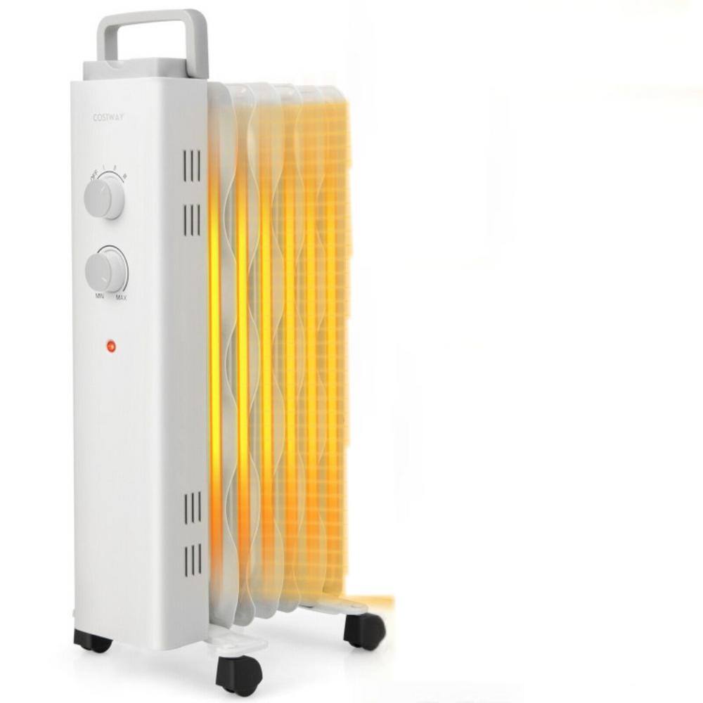 White 1500W Oil Filled Radiant Space Heater with Thermostat