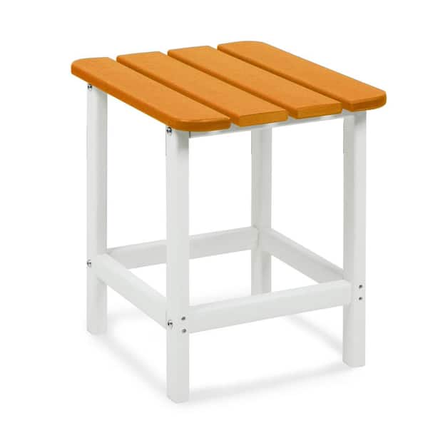 Aoodor 18 in. Orange Outdoor Rectangle Side Table Patio End Table