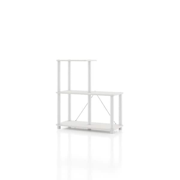 Quincy 30.1 in. Tall White Engineered Wood 5-Shelf Modular Bookcase With Support Rods