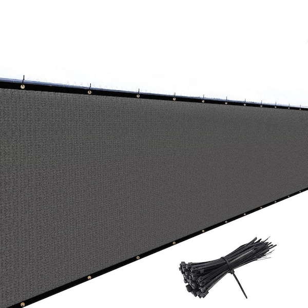 5 ft. x 50 ft. Dark Gray 175 GSM Balcony Privacy Fence Screen with 90% UV Blockage, 40 Cable Zip Ties Included