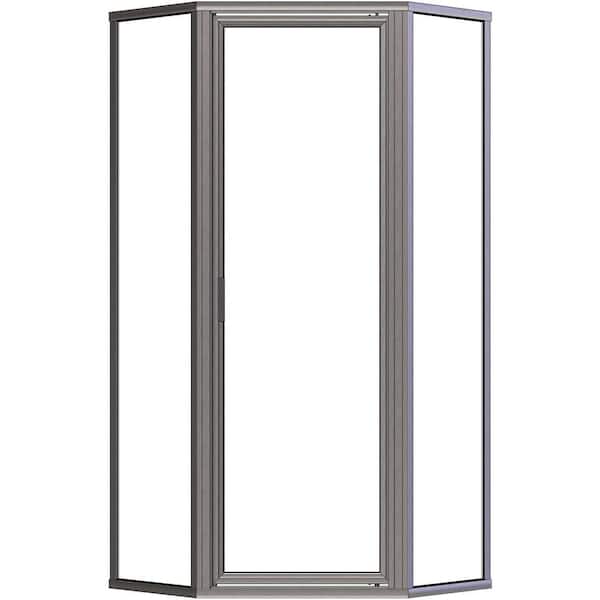 Deluxe 23-7/8 in. x 65-1/8 in. Framed Neo-Angle Hinged Shower Door in Brushed Nickel