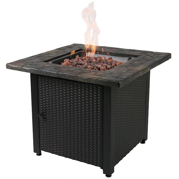 FIRE ISLAND 30 in. W x 24.6 in. H Square Steel LP Gas Mosaic Table Top Fire  Pit with Oil Rubbed Bronze Base and 50000 BTU Burner GAD15306M