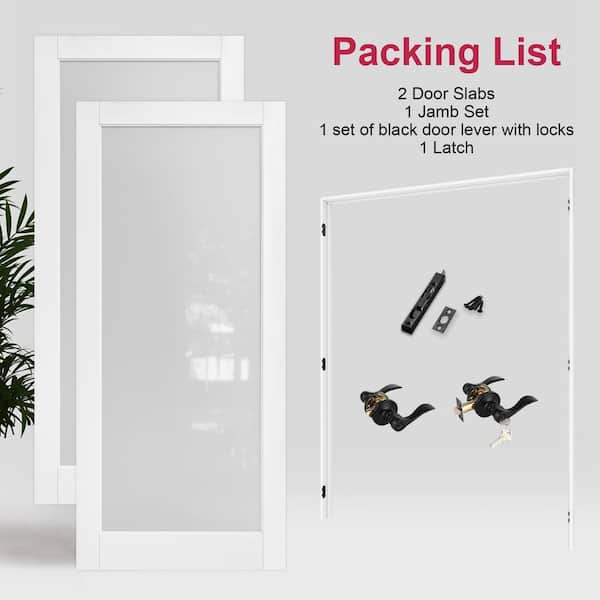 ARK DESIGN 64 in. x 96 in. Universal 3-Lite Frosted Glass White