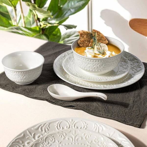 Anqtovp 30 fl. oz. White Ceramic Cereal Bowl Kitchen Soup