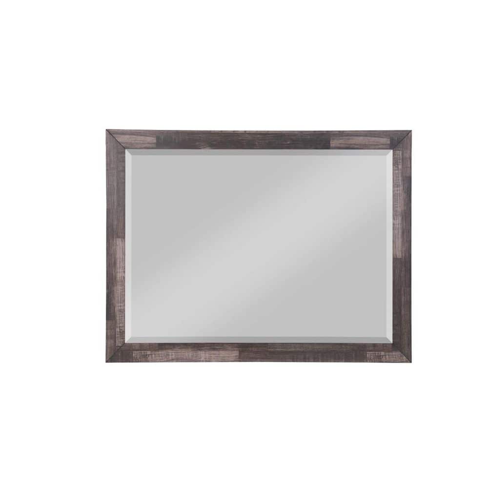 Brown 48 in. W x 36 in. H Rectangle Wood Frame Mirror HD Anti-Collision Exp