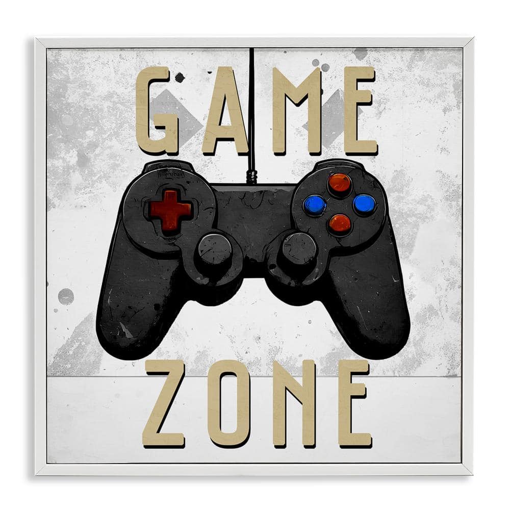 Game Zone Control White Framed Giclee Art, design by Kim Allen