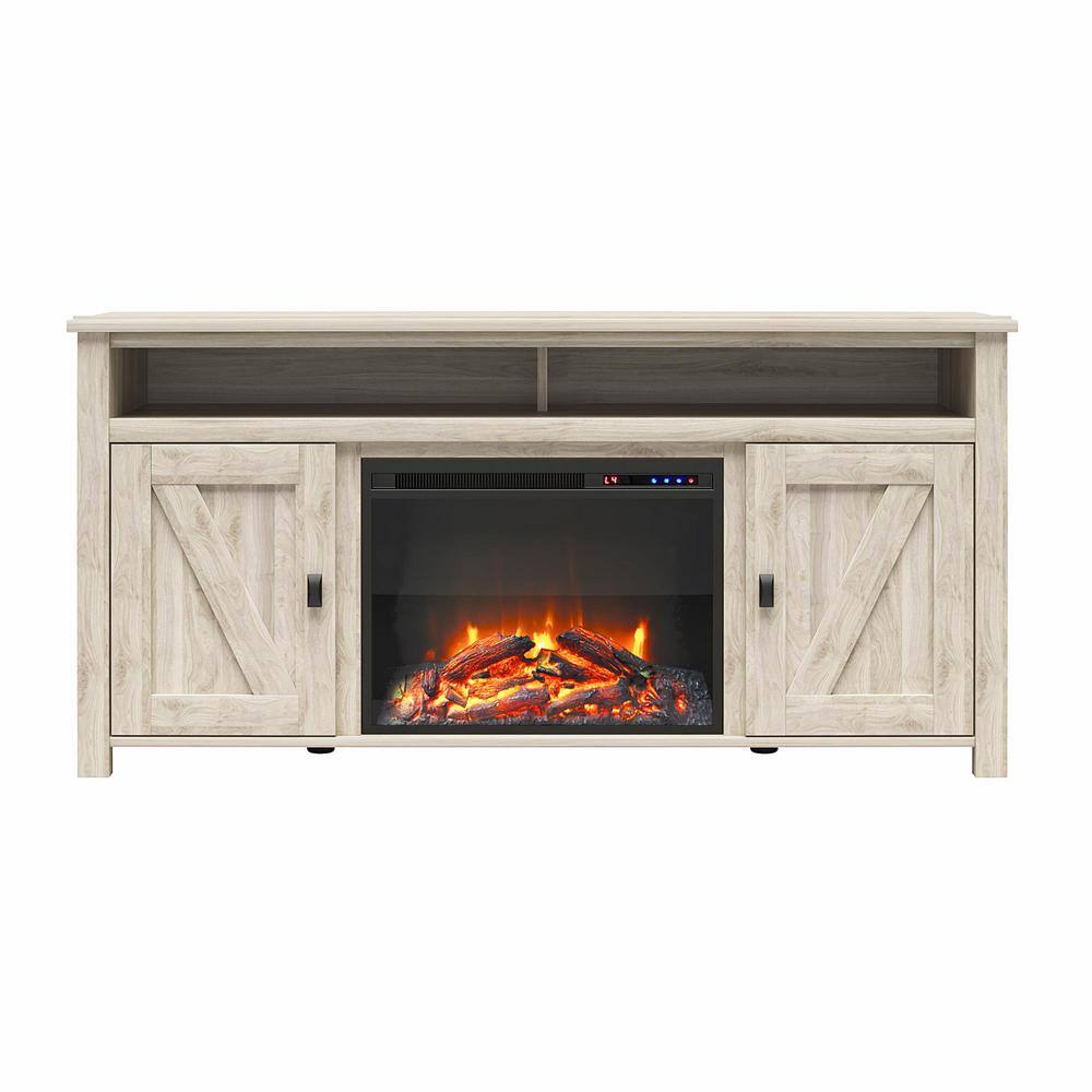 60 in. Brownwood Free Standing Electric Fireplace TV Console for TVs Up to in Light Walnut -  Ameriwood Home, DE58551