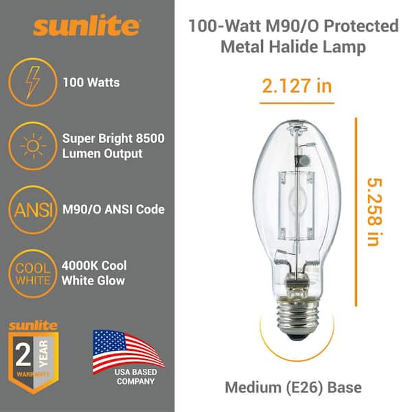 Sunlite 100-Watt ED17 Protected Metal Halide Medium E26 Base Pulse