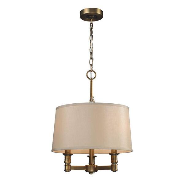 Titan Lighting Baxter 3-Light Brushed Antique Brass Ceiling Chandelier