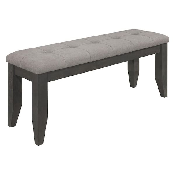 Benjara 47 in. Gray Backless Bedroom Bench with Wooden frame
