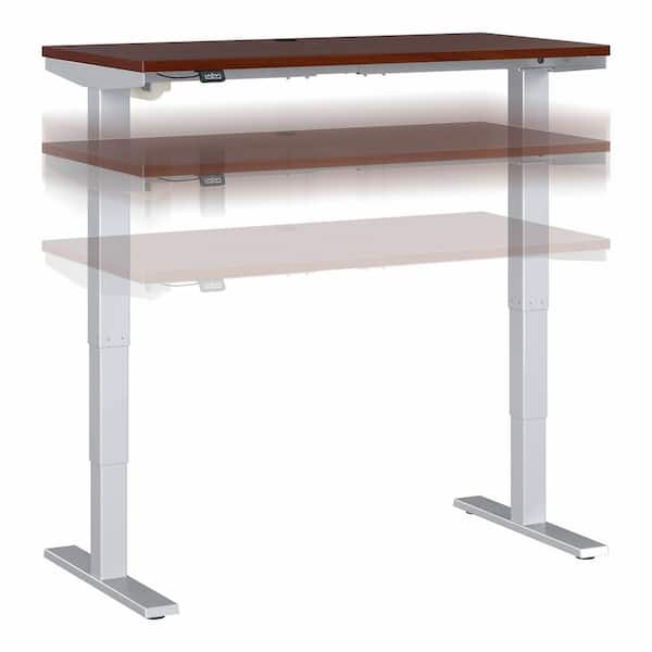 Bush Furniture Move 40 Series 47.6 in. Rectangular Hansen Cherry/Cool Gray Metallic Desk with Adjustable Height