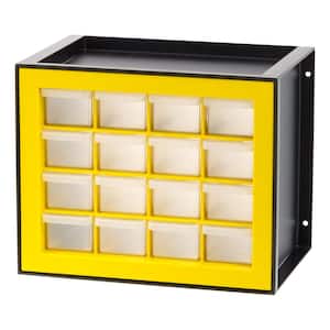 16 Drawer Parts Cabinet, Black/Yellow