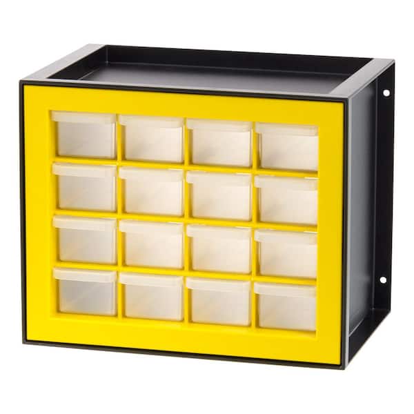 IRIS 7.13 in. W x 8.75 in. H 16-Drawer Parts Cabinet, Black/Yellow