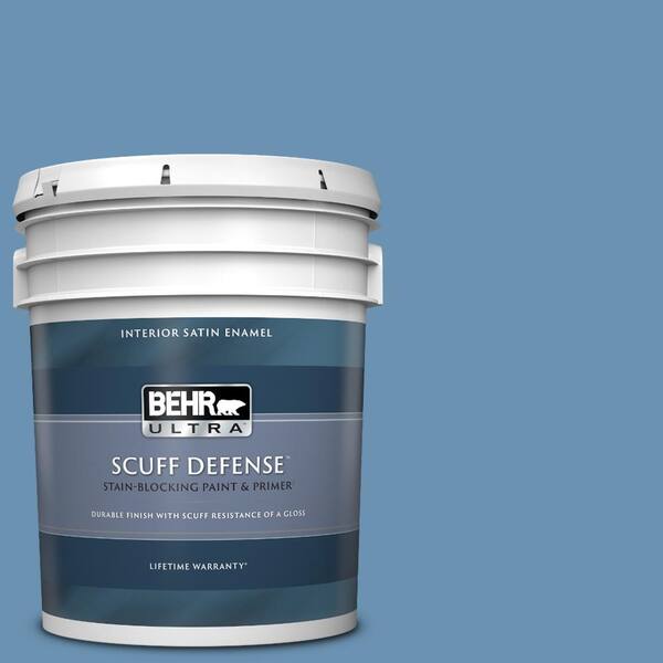 BEHR ULTRA 5 gal. #M510-4 Brittany Blue Satin Enamel Interior Paint and Primer in One