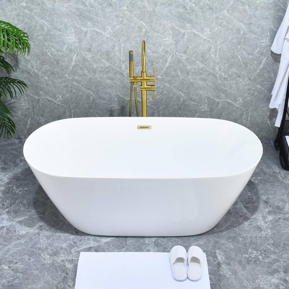 Brushed Gold Stainless Steel Freestanding Tub Faucet with Handshower