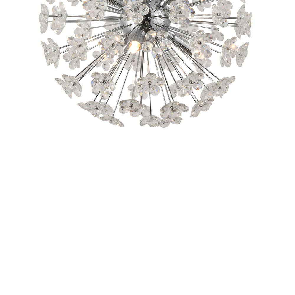 Sputnik Flower Chrome Pendant Light with Crystal Accents