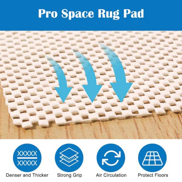 Pro Space 5 ft. x 7 ft. Rectangle Black Wave Gird Non-Slip Grip Rug Pad 0.04 Thick