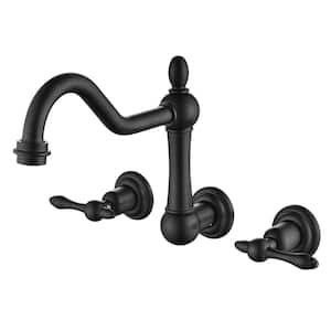 Vintage Double Handle Claw Foot Tub Faucet with Corrosion Resistant in Matte Black