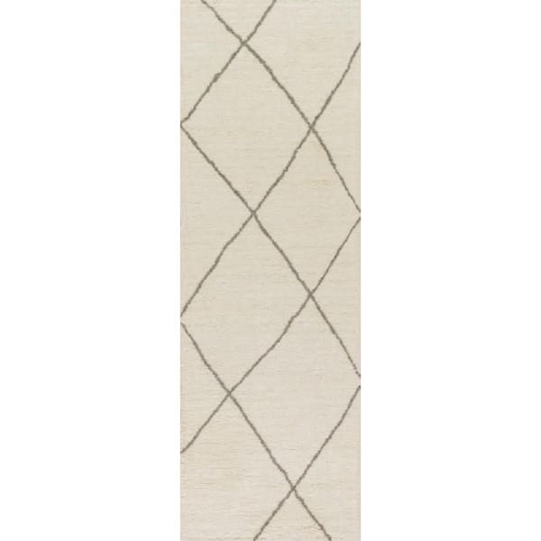 Beachwood Trellis Wool Ivory 2 ft. x 8 ft. Indoor Runner Rug
