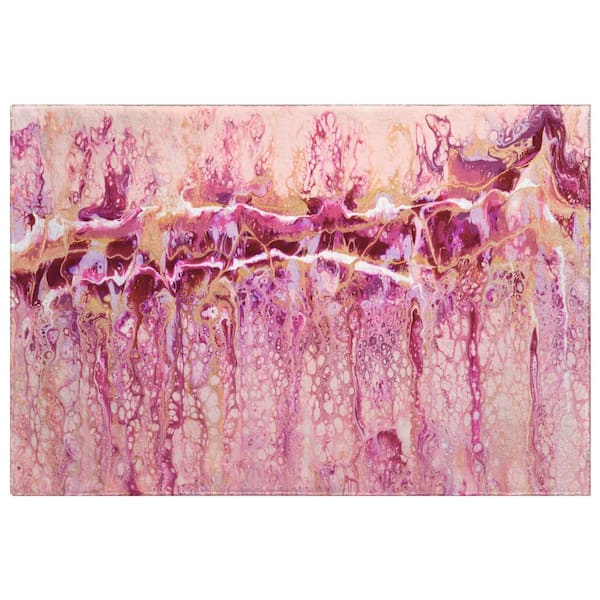 Dream Shag Premium Machine Washable Abstract ADS61 Berry 3 ft. x 4 ft. Area Rug